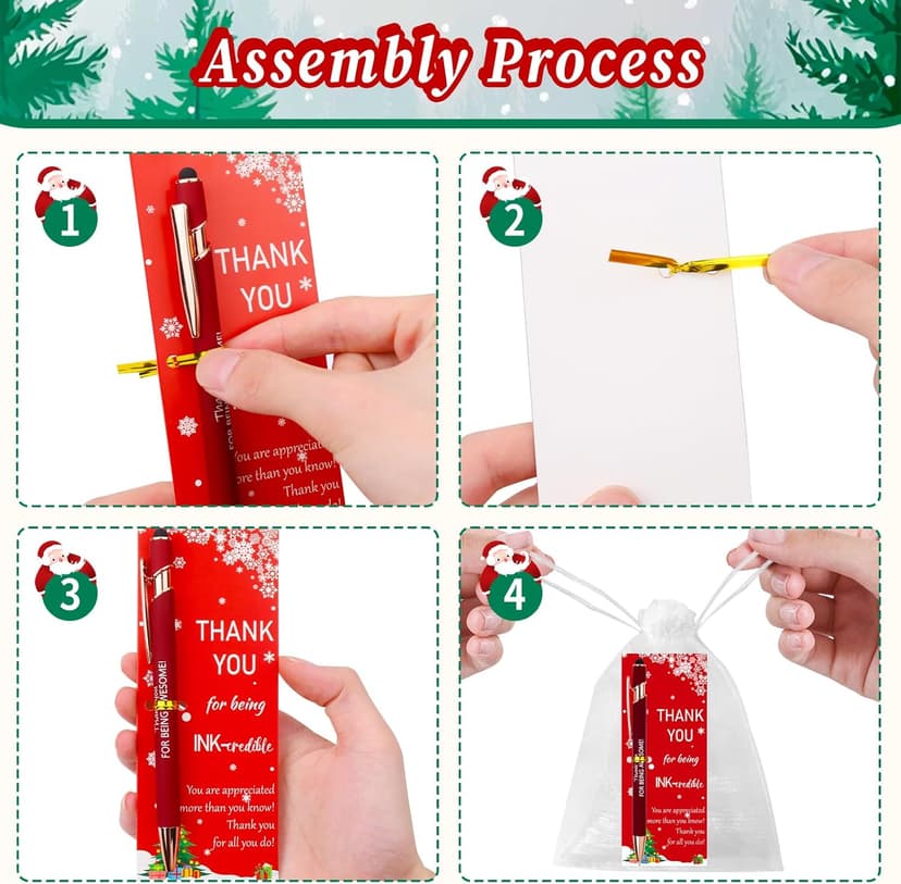 CZWZ 30 Pack Christmas Employee Appreciation Gifts Set, Thank You Pens with Appreciation Cards, Inspirational Ballpoint Pens for Staff Recognition Coworkers Teachers Christmas Thank You Gifts