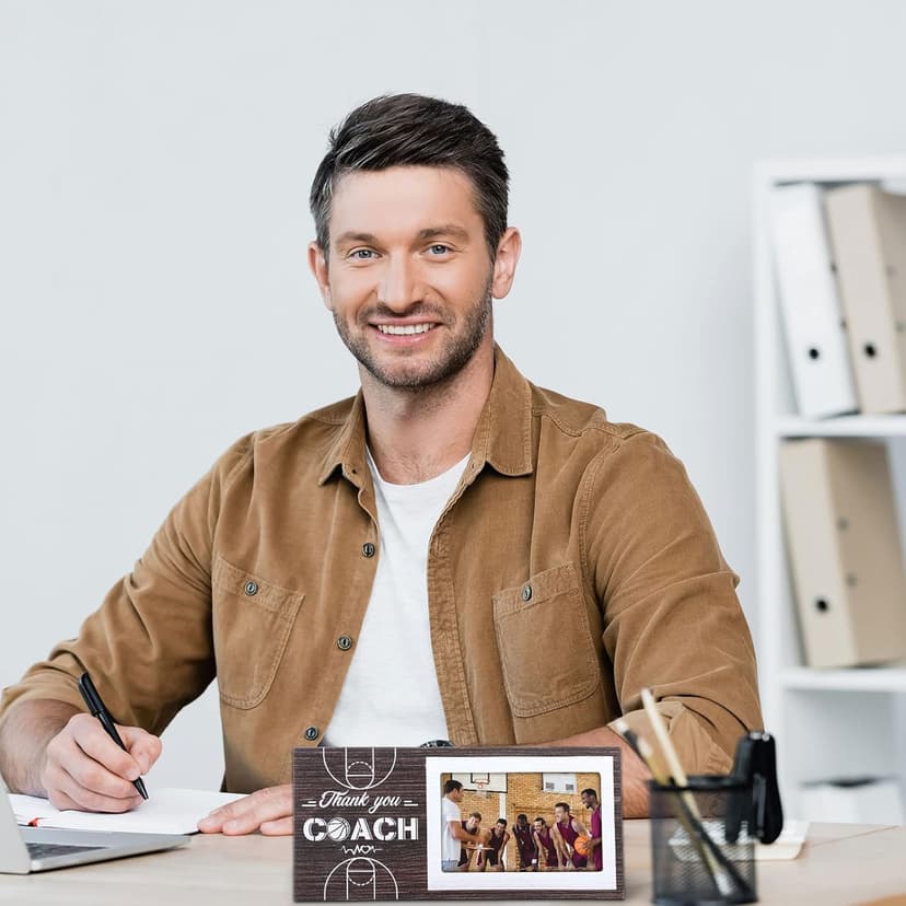 Sumind Sport Graduation Coach Picture Frame Football Softball Baseball Soccer Basketball Volleyball Graduation Photo Frame Thank You Coach Gift 4" x 6"(Basketball)