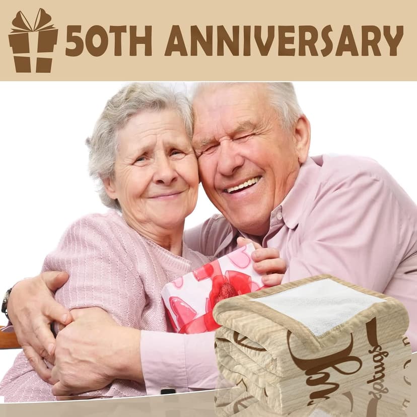50th Anniversary Wedding Gifts, 50th Anniversary Decorations, Best 50 Anniversary Blanket Gift Idea for Couple Parents, Golden 50 Years of Marriage Throw Blankets 60"X50"