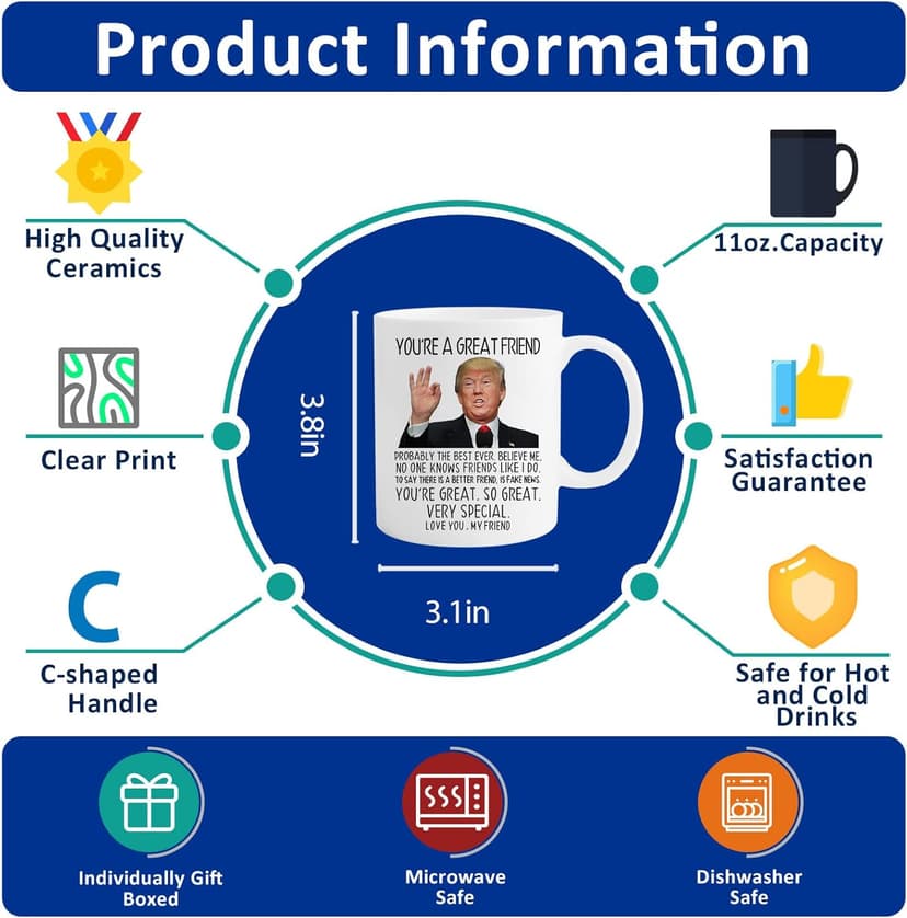 Aurahouse You're A Great Friend 11 Oz Coffee Mug, Christmas Gifts for Friends Men Women, Birthday Gifts for Best Friend, Funny Father's Day Gift Friends Present Ceramic Cup