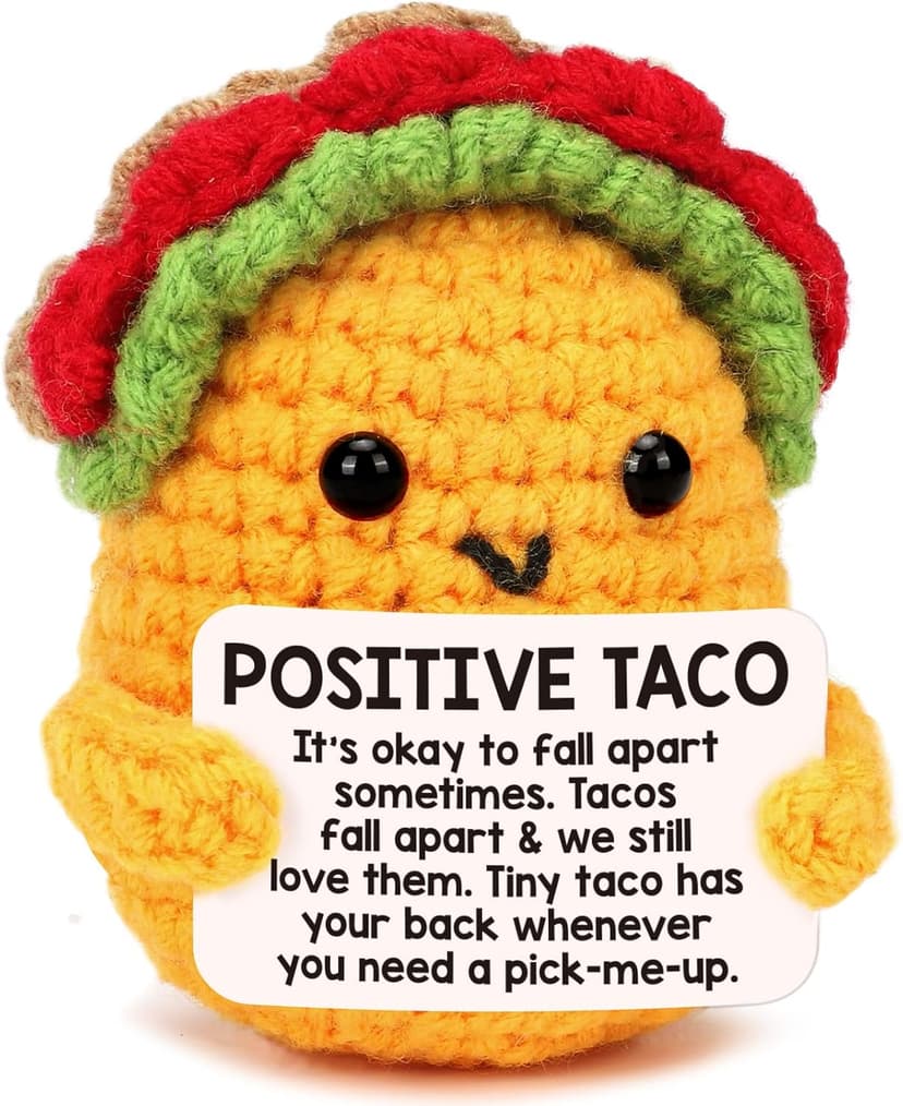 Positive Crochet Taco Christmas Birthday Gifts for Women Men Self Care Son Back to School Mom Dad Daughter Sister Friend Coworkers Relaxation Gift Desk Home Fall Decor Emotional Inspirational Support