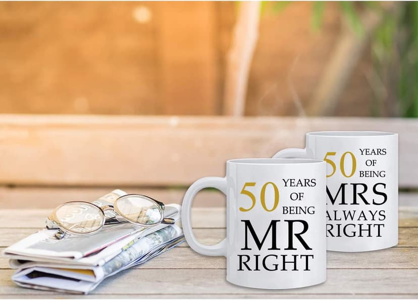 Kwieema 50th Wedding Anniversary for Couples, Golden 50th Anniversary for Parents, 50th Wedding Anniversary Coffee Mugs Grandparents Couples Mugs 50 Year Parents Anniversary Mug
