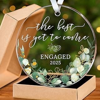 HEXMOZ Engagement Gifts for Couples - Engagement Gift for Newly Engaged Couples, Women, Fiance, Her - Bride to Be Gifts, First Christmas Just Engaged Acrylic Ornament 2025 - Party Decorations