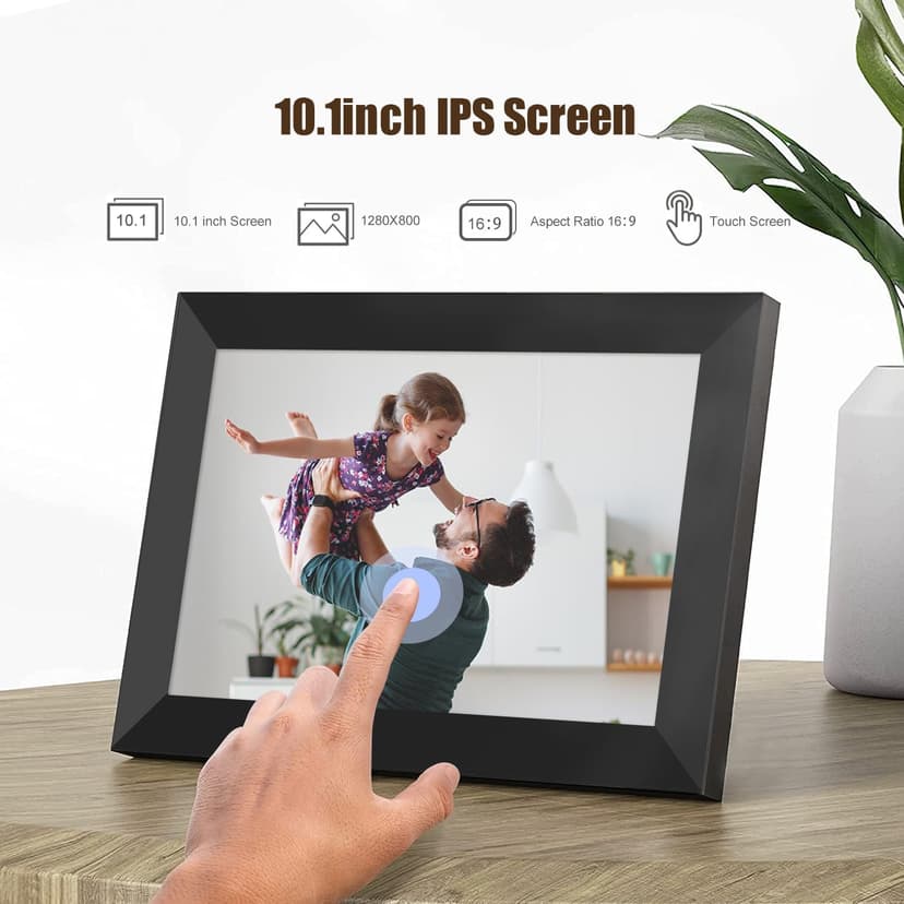MEZED 10.1'' Digital Picture Frame，Smart Digital Photo Frame with 1280x800 IPS Touch Screen, Auto-Rotate and Slideshow, Easy Setup to Share Moments Via APP from Anywhere Anytime