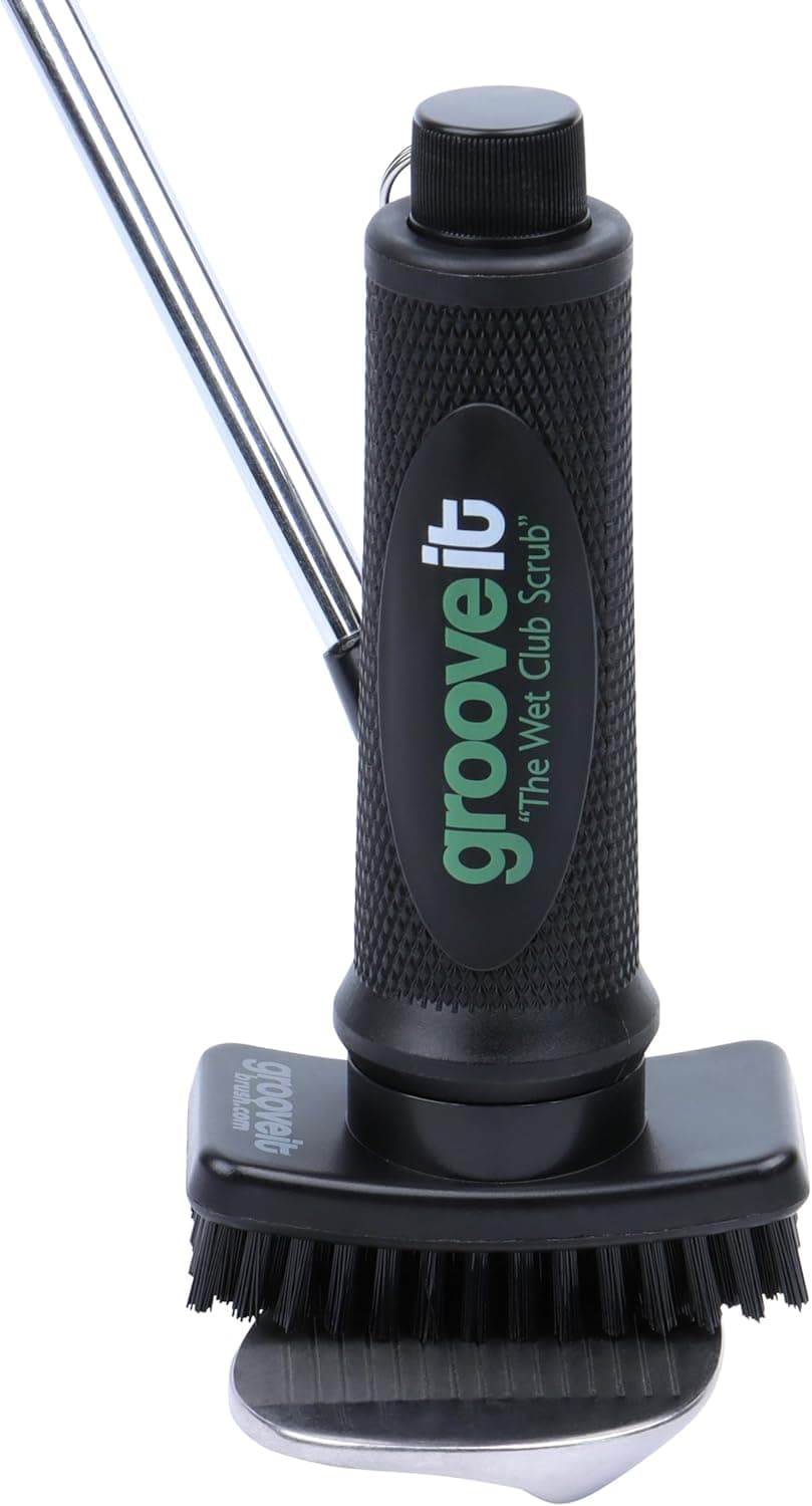 Grooveit The Wet Club Scrub Golf Water Brush - 3 Year Warranty - Anti-Leak Design - Magnetic Brush with Nylon-Bristle Head - Patented Pump for Easy Cleaning - Wide Cleaning Coverage - Long Lasting