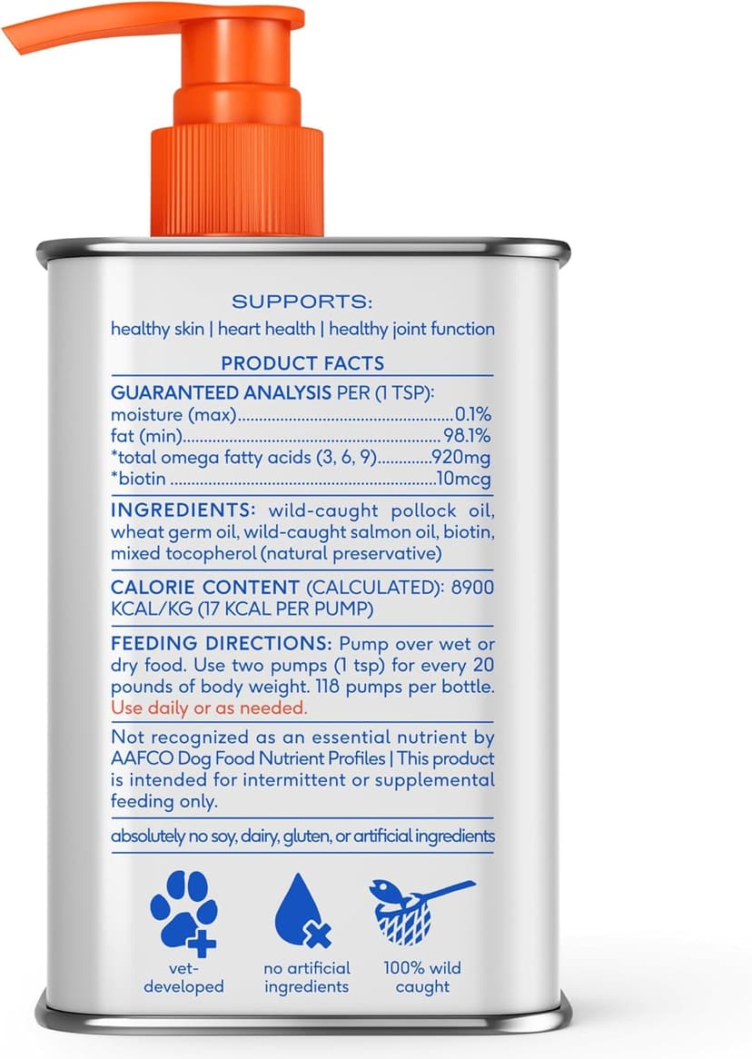 Native Pet Omega 3 Fish Oil for Dogs & Cats - Promotes Healthy Skin, Shiny Coat, & Strong Joints - Made with Wild Alaskan Salmon Oil for Dogs – Tasty, Fast-Absorbing Omega 3 6 9 Liquid Supplement- 8oz