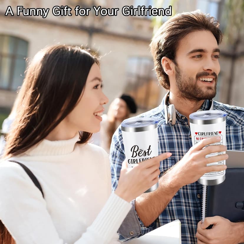 Gifts for Girlfriend Women Her, Girlfriend's Birthday Gifts, 1 Year Gift for GF Anniversary, Best Girlfriend Ever Tumbler Gift Set, Coolest I Love You Couple Presents, I Love My GF Cute Present