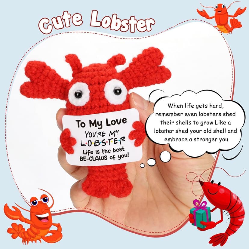 Gifts for Grilfriend Boyfriend Couples - to My Love Handmade Crochet Lobster Gifts, I Love You Gift for Her Him, Romantic Valentines Anniversary Birthday Chrismast Present for Women Men