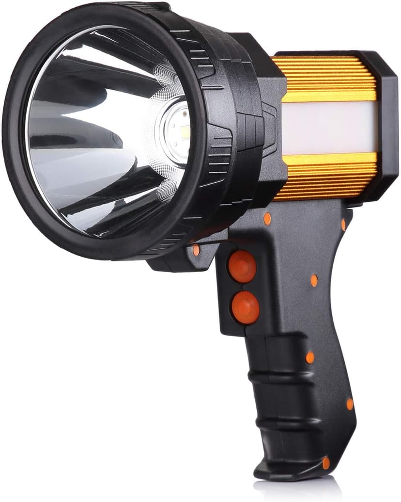 BUYSIGHT BUYSIGHT Rechargeable Spotlight,Spot Lights Hand held High lumens Large Flashlight Handheld Spotlight Lightweight and Super Bright Flashlight (Aluminium_Alloy Golden)