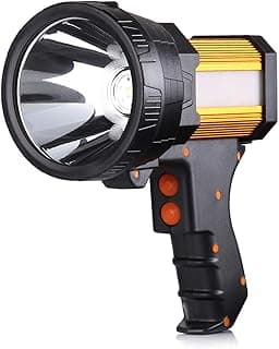 BUYSIGHT BUYSIGHT Rechargeable Spotlight,Spot Lights Hand held High lumens Large Flashlight Handheld Spotlight Lightweight and Super Bright Flashlight (Aluminium_Alloy Golden)