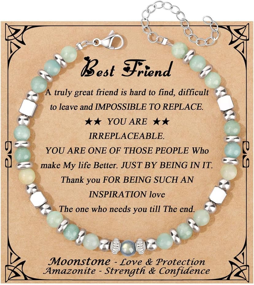𝗚𝗶𝗳𝘁𝘀 𝗳𝗼𝗿 𝗪𝗼𝗺𝗲𝗻 𝗠𝗼𝗼𝗻𝘀𝘁𝗼𝗻𝗲 𝗕𝗿𝗮𝗰𝗲𝗹𝗲𝘁 Amazonite Colorful Imperial Jasper Stainless Steel Beads Bracelets, Graduation Mothers Day Christmas Birthday Gifts for Her Women