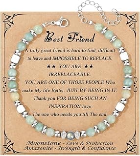 𝗚𝗶𝗳𝘁𝘀 𝗳𝗼𝗿 𝗪𝗼𝗺𝗲𝗻 𝗠𝗼𝗼𝗻𝘀𝘁𝗼𝗻𝗲 𝗕𝗿𝗮𝗰𝗲𝗹𝗲𝘁 Amazonite Colorful Imperial Jasper Stainless Steel Beads Bracelets, Graduation Mothers Day Christmas Birthday Gifts for Her Women