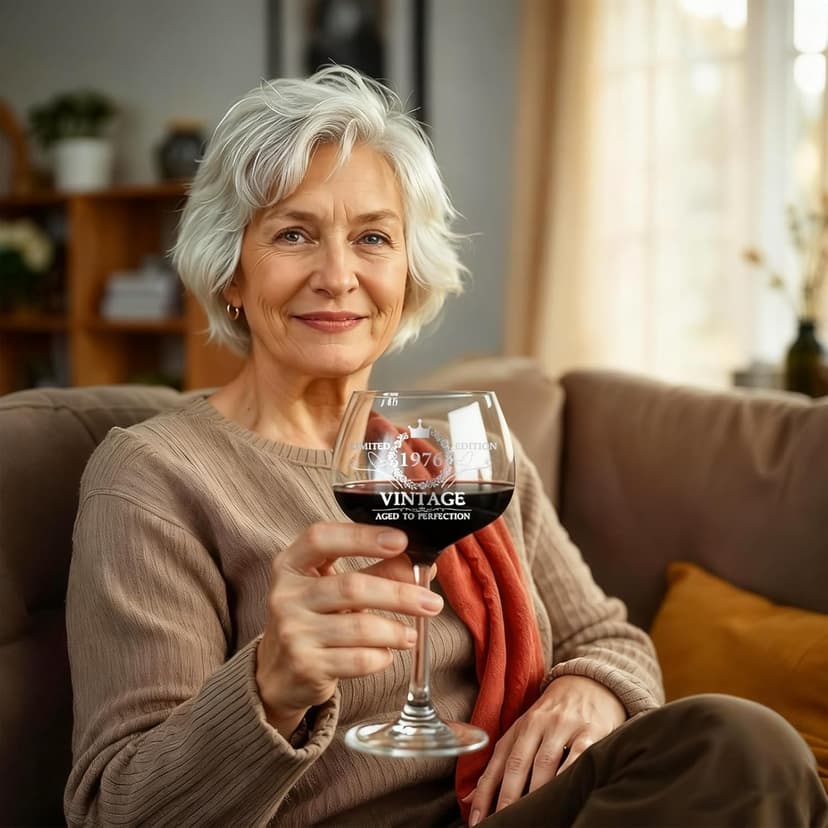 50TH Birthday Gifts for Her, Vintage 1975 Engraved 50th Wine Glass, 50 Year Old Birthday Decorations For Women, Funny 50 Bday Gifts Idea For Women, Friends, Daughter, Sister Mom - Turning 50 Present