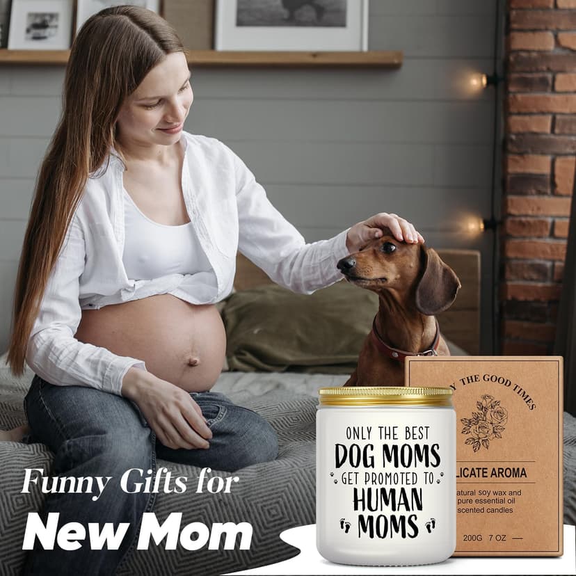 New Mom Gifts for Pregnant Women, Funny Dog Mom Pregnancy Gift for Expecting Moms, Mother to be Gift for First Time Mommy, Congrats on Pregnancy Candle Present for Wife Friend Sister