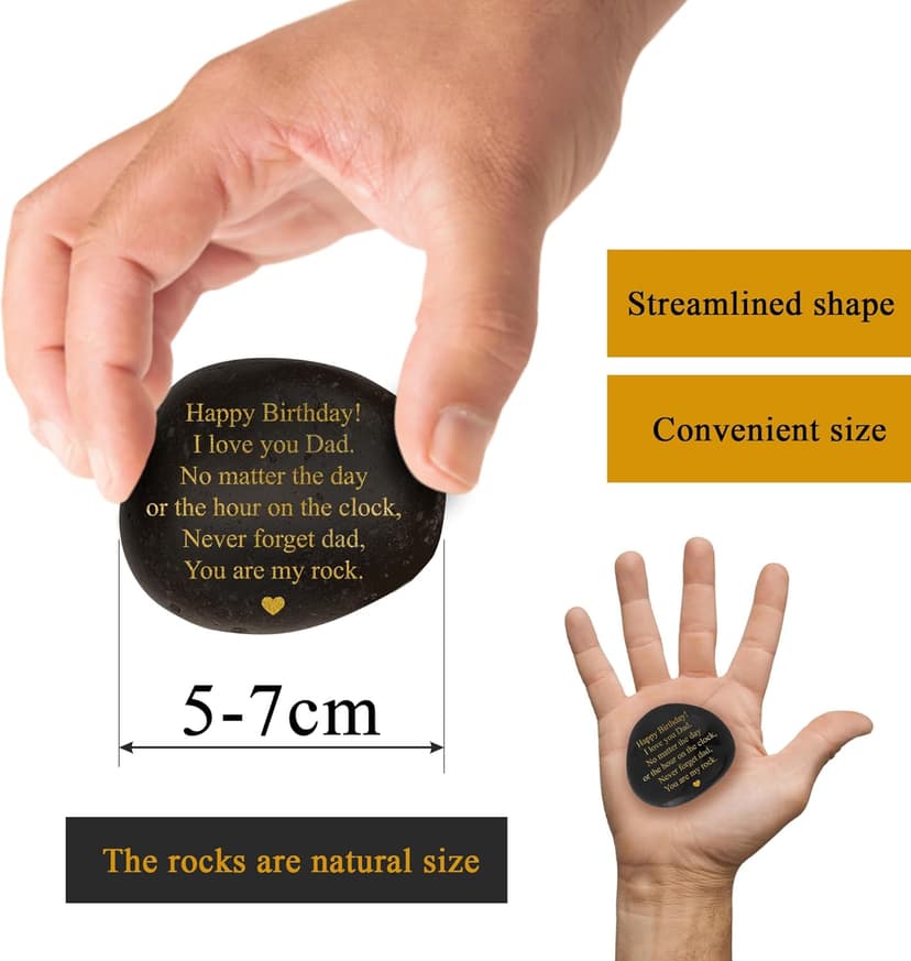 VELENTI Dad Birthday Gifts Decorative Stones - You are My Rock Engraved Decorative Accessories - Heartwarming Birthday Gift for Dad - Happy Birthday Dads Gift from Son, Daughter
