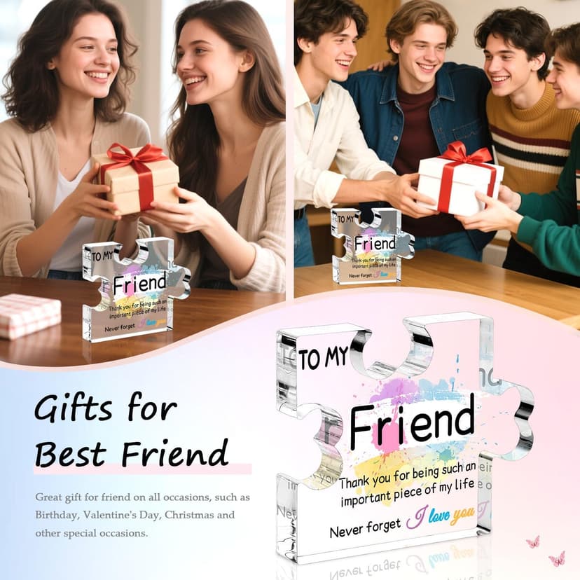 Friend Gifts for Women, Gifts for Friends - Acrylic Puzzle Piece Plaque Friend Gifts 4.7×3.8×0.6inch, Birthday Gifts for Women Friendship, Cool Gifts for Female Friend