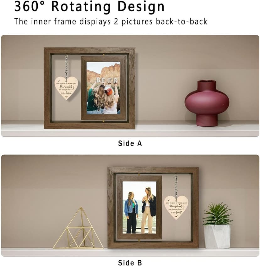 Side by Side or Miles Apart - Dear Friends Are Always Close to the Heart Best Friend Picture Frame Gifts for Long-Distance Friendships Gifts for Women, BFF, Bestfriend, Besties