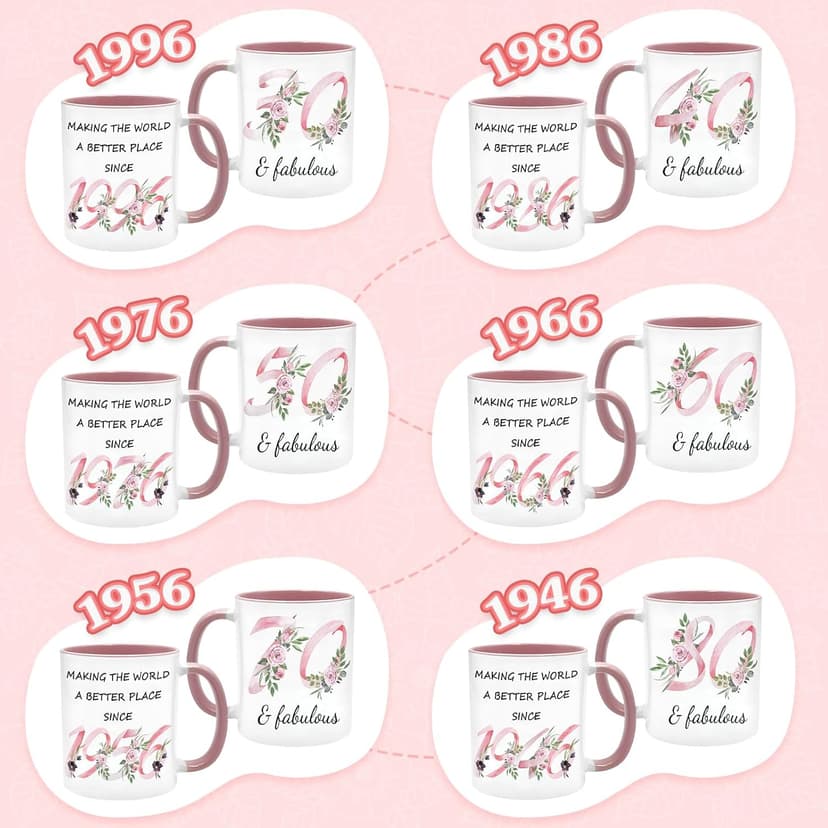80th Birthday Gifts for Women Her, 1945 Vintage Birthday Coffee Mugs with Silicone Coaster, Fabulous 1945 Gifts Ideas for 80 Years Old Women Mom Sisters Grandma