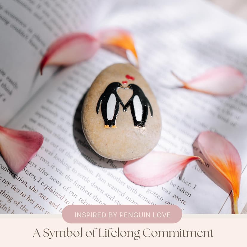 1 Year Anniversary for Boyfriend or Girlfriend - Penguin Pebble Gift- First Wedding Anniversary for Husband or Wife - One Year Together Keepsake