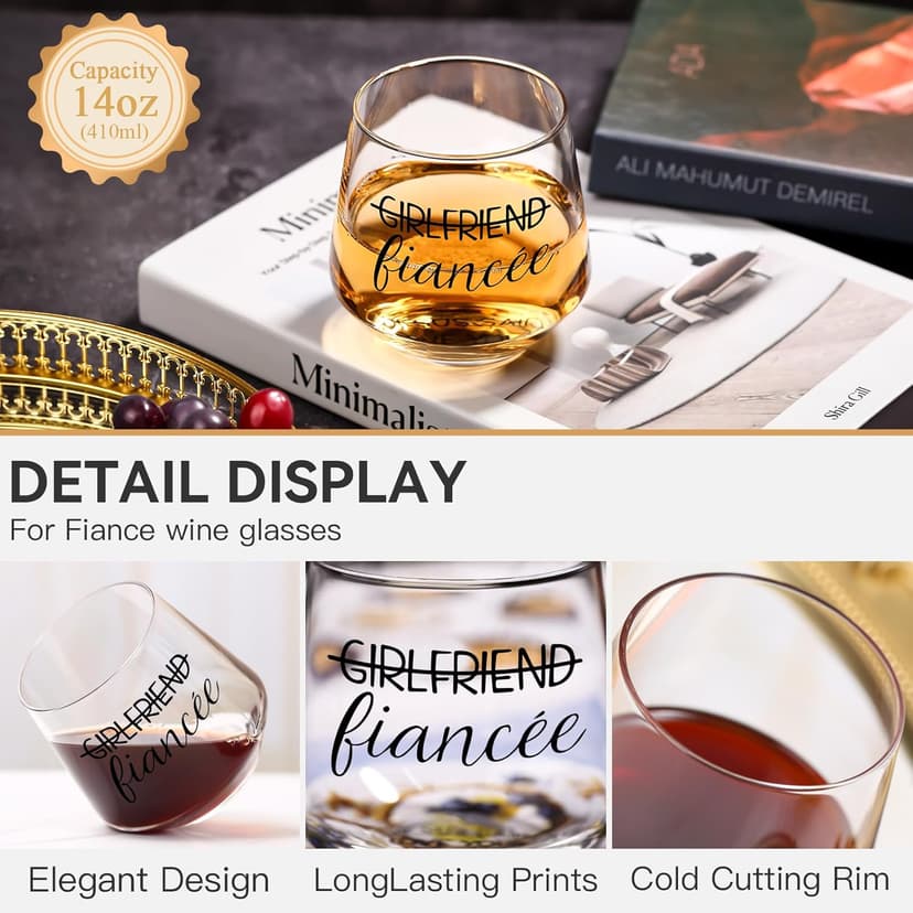 Engagement gifts for couples gifts for Newly Engaged,2025 Engagement present for Her Fiance Fiancee wine glasses for Women,Mr Mrs Gifts engaged gifts for Bridal,Women Engagement Gifts