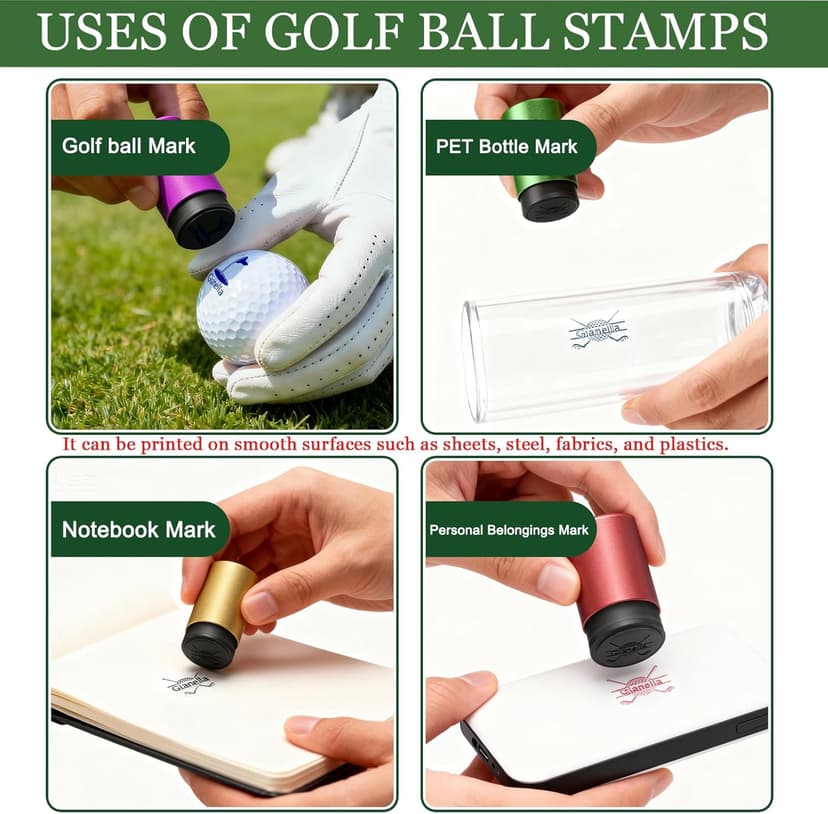 Personalized Golf Ball Stamp 12mm/0.47" Custom Golf Balls Stamper with Name Logo Monogram Initials Text Customized Self-Inking Stamp Marker Gifts for Men Golfer Dad Husband Boyfriend