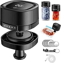 ZIWEO Mason Jar Vacuum Sealer Kit for Wide Mouth and Regular Mouth Mason Jars, Electric Vacuum Sealer with Suction Nozzle, 10 Lids and 1 Vacuum Bag, Compact and Auto Stop Design