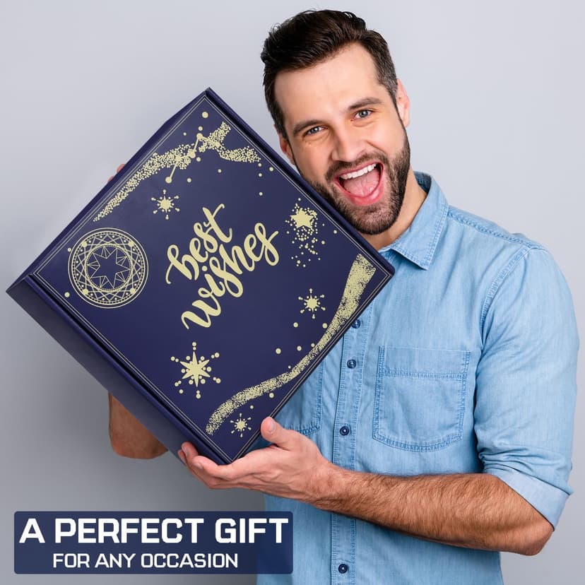 Gift Baskets for Men - Best Birthday Gifts Box, Anniversary Gift Set, Boyfriend Gift Kit, Get Well Soon Basket, Self Care Package, Unique Ideas Present for Man Him Dad Brother Husband Boy Friend