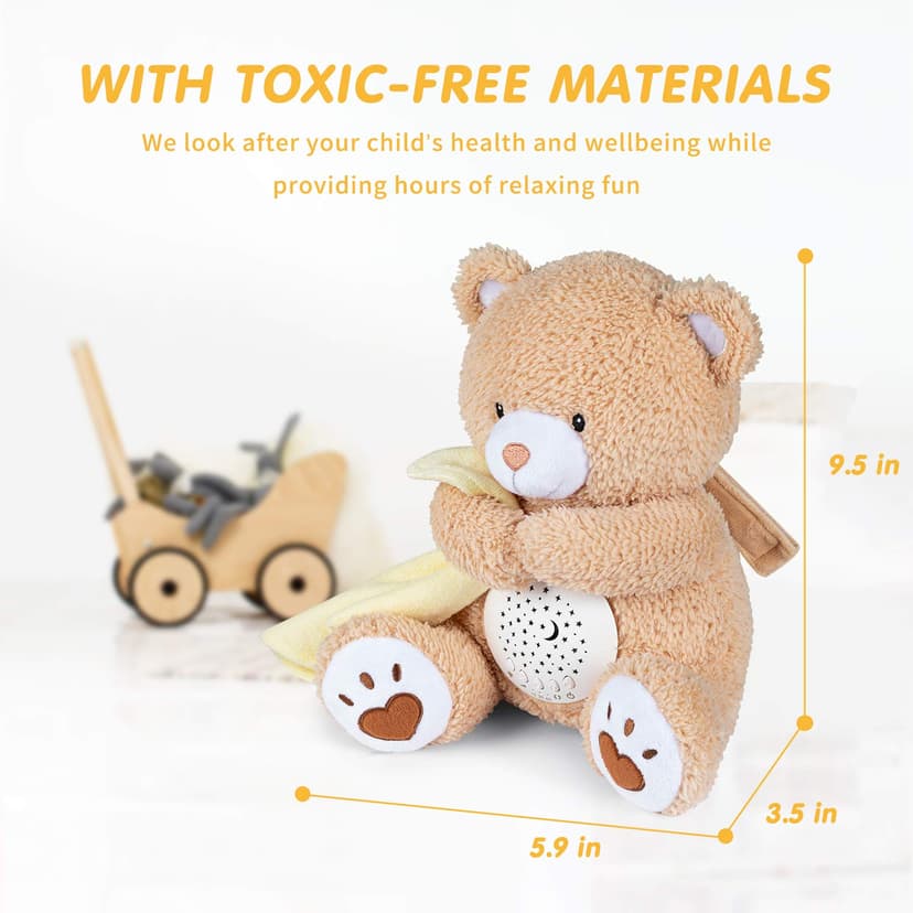 BEREST Baby Sleep Soother Bear, Mom's Heartbeat & Lullabies White Noise Machine, Nursery Decor Night Light Projector, Toddler Crib Sleeping Aid, Newborns Shower Gifts Portable Teddy
