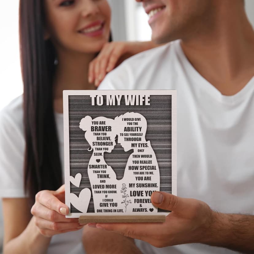 Mothers Day To My Wife Plaque | Valentines Romantic Gifts for Wife from Husband, Rustic Love Sign for Wife's Birthday, Wedding Anniversary, Christmas & Just Because