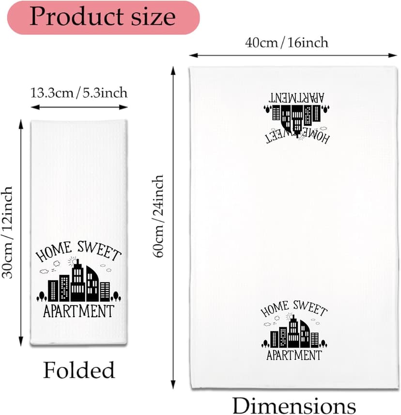 Hafhue Home Sweet Apartment Kitchen Towels, Funny Kitchen Towels, Microfiber White Towel, Sweet Housewarming Gifts, New Apartment Present, for Mom Aunt Neighbor