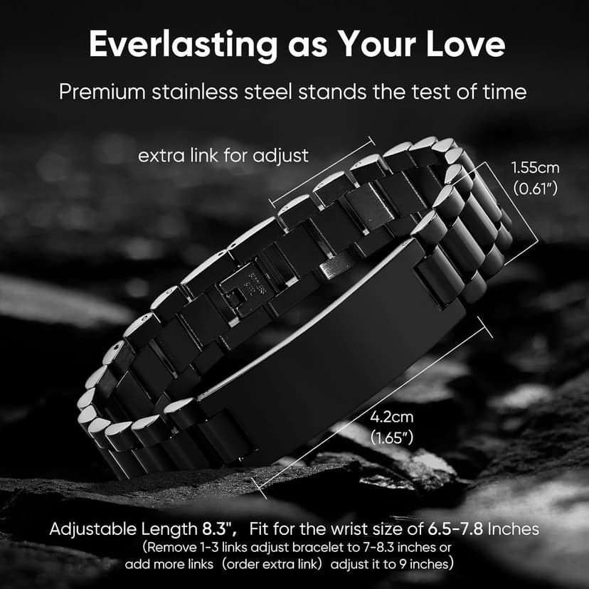 VNOX Masculine Watch Band Stainless Steel Link Bracelet Personalized Jewelry Gift for Men DAD Father Husband Boyfriend