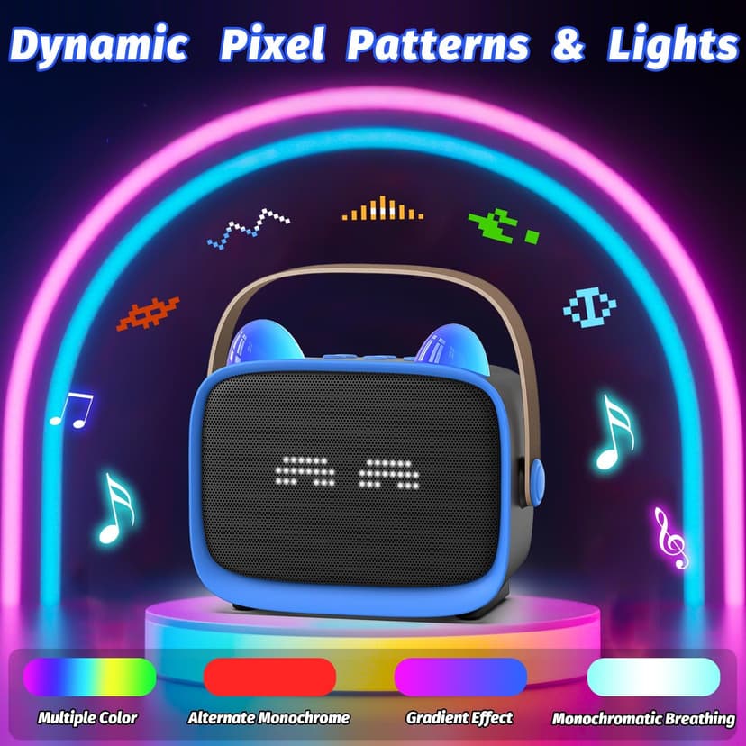 Mini Karaoke Machine Toys Gifts,Kids Portable MP3 Player with 2 Wireless Microphone and LED,Christmas Birthday Gifts for Girls Boys 3 4 5 6 7 8+ Year Old (Blue)