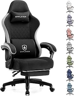 GTPLAYER Gaming Chair, Computer Office Chair with Pocket Spring Cushion, Linkage Armrests and Footrest, High Back Ergonomic Computer Chair with Lumbar Support Task Chair with Footrest(Black)