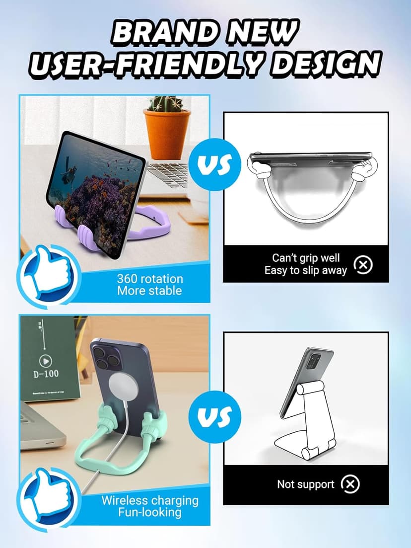 Stocking Stuffers for Teens Girls Boys Adults Cell Phone Stand: UPGRADE Adjustable Thumbs Up Lazy Phone Holder for Desk Cool Gadgets Fun Birthday Gift Ideas for Kids Teenager Women Gifts for Christmas