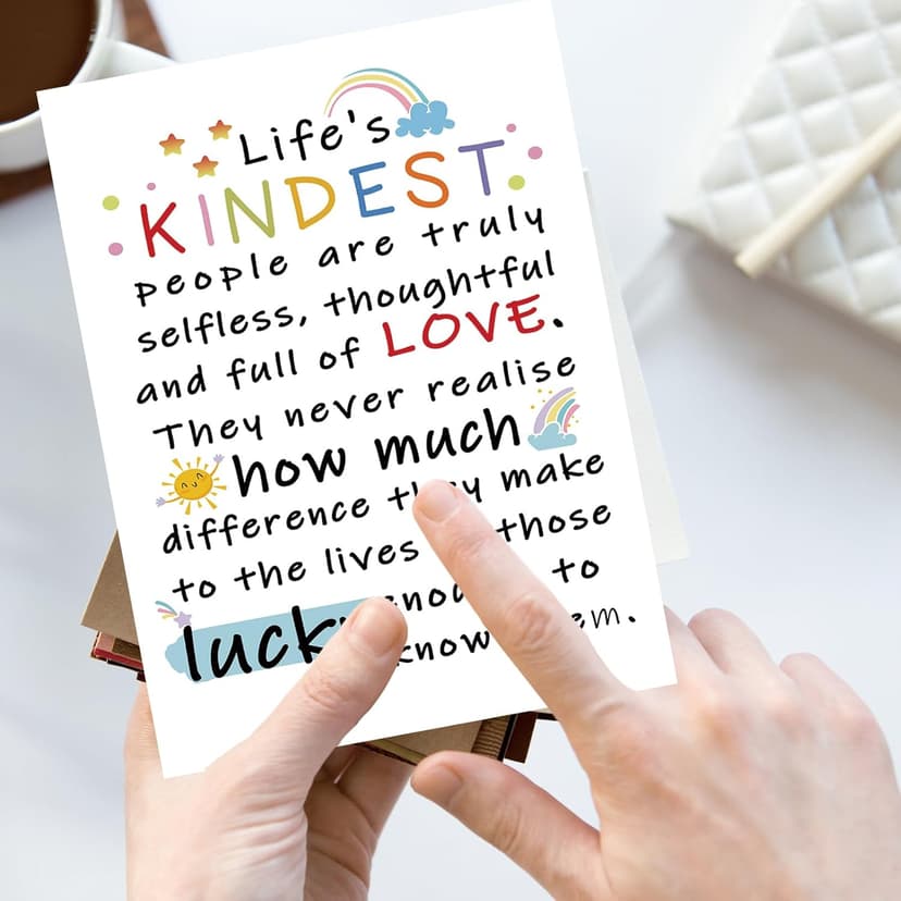YiKaLus Cute Appreciation Card for Kindest Person, Great Thank You Card with Envelope for Women Men, Sweet Friendship Gift for Friends Classmates, Best Thank You Gift Ideas for Mom Dad