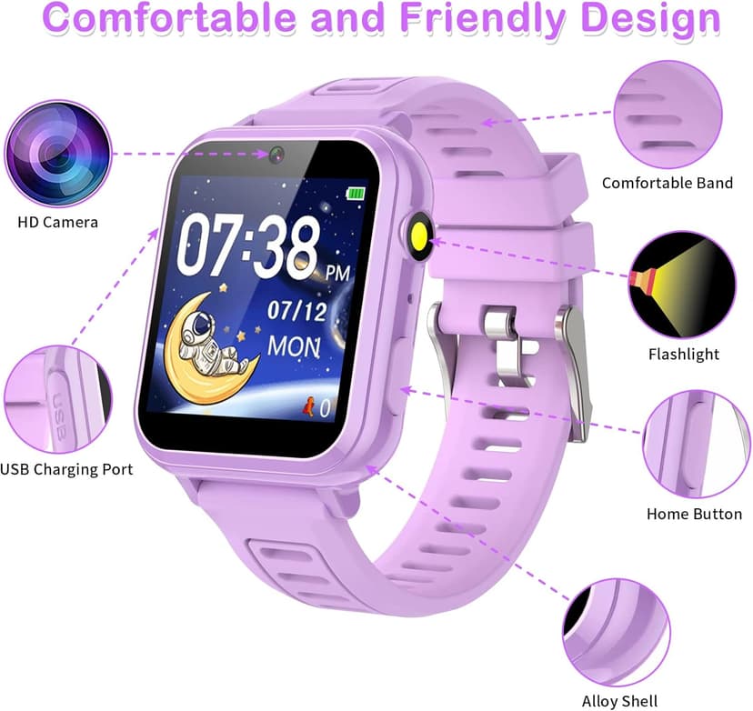 Kids Smart Watches Girls Gifts Age 3-12, Smart Watch for Kids with 39 Games Camera Video Recorder Music Player Alarm Calculator Stopwatch Flashlight Pedometer Gift Toys for Girls Ages 5 6 7 8 9 10