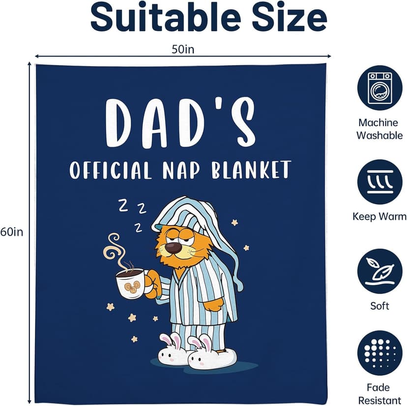 Throw Blanket, Funny Blanket for Dad from Daughter Son, Best Dad Ever Gifts for Papa Birthday Gifts Thanksgiving 50"X60"