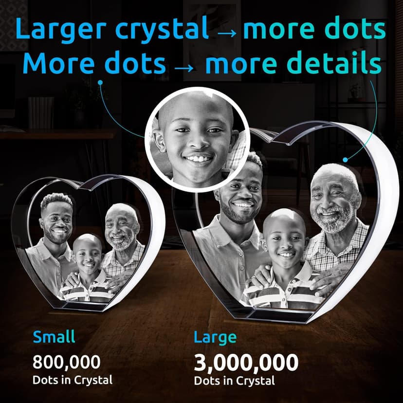 ArtPix 3D Crystal Photo, Personalized Gifts for Women, Wife, Men, Mom, Father, Her, Him, Dad, Grandpa, Great Customized Gift with Your Own Photo, Custom Glass 3D Laser Etched Picture Wedding - Heart