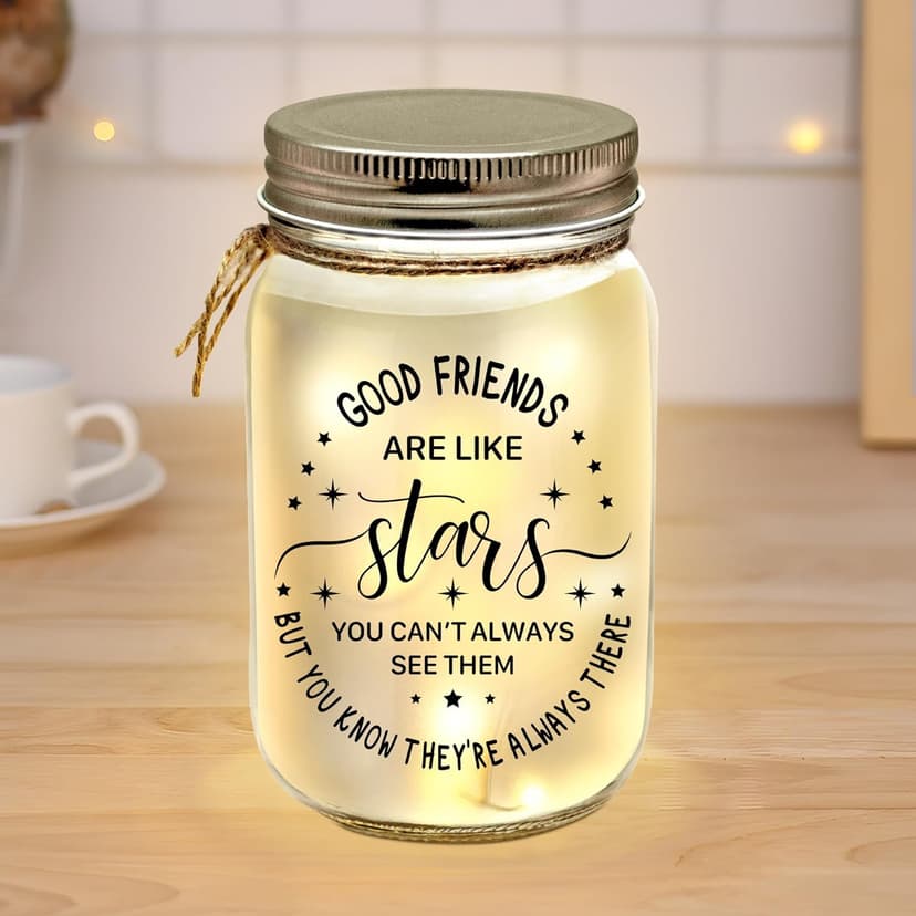 Kenon Mason Jar Night Light for Bestie, Birthday Day Gifts for Women, Home Decoration Lights, Personalized Mason Jar Mothers Day Christmas Gifts for Best Friends Sister