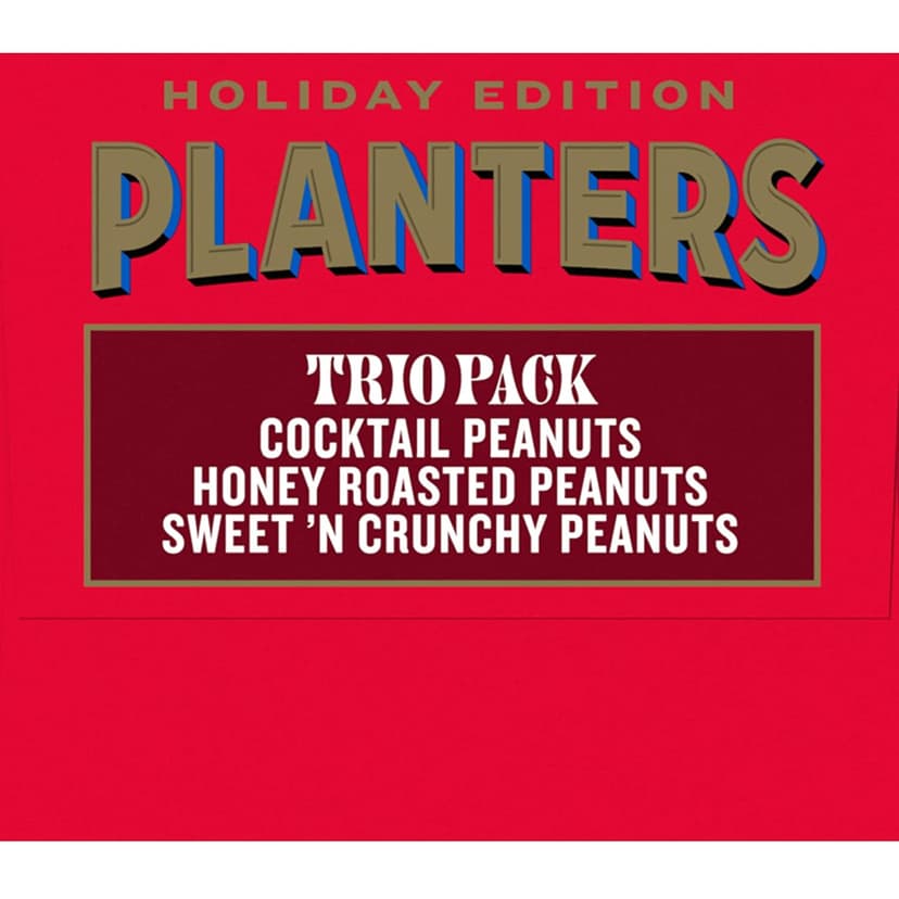 PLANTERS Peanuts Holiday Trio Pack - Snacks Variety Pack for Adults with Sweet n Crunchy, Honey Roasted, and Cocktail Peanuts (3 Count Canisters)