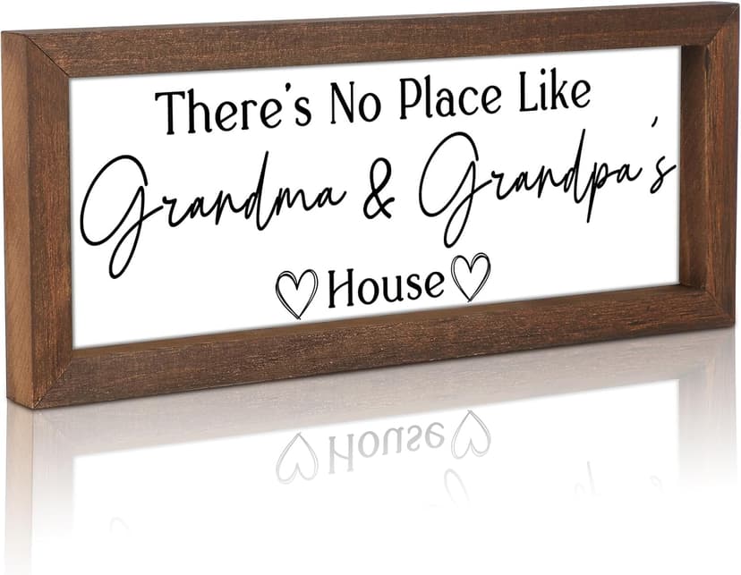 Yousoontic Grandparents Gift from Grandkids There's No Place Like Grandma & Grandpa's House Wooden Sign Farmhouse Home Decor for Father's Day Birthday Xmas Thanksgiving Gift (Dark Brown,11.8 Inch)