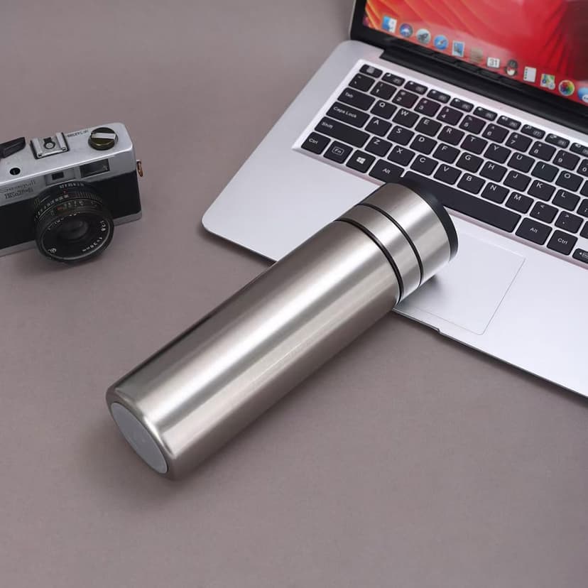 Stainless Steel Insulated Water Bottle Coffee Cup Travel Mug Vacuum Thermal Bottle for Hot Drinks Tea Flask Travel Tumbler 17Oz/500Ml (Silver)