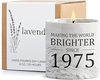 50th Birthday Gifts for Her - Gift for 50 Year Old Birthday Woman - 1975 Bday Gifts for Women - 50 Year Old Present Idea for Her Him, 6oz Lavender Ceramics Candle