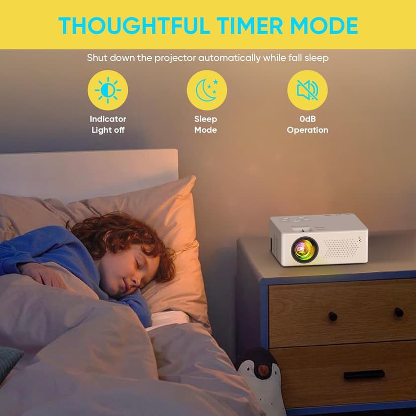 Mini Bluetooth Projector, Full HD 1080P Supported Portable Outdoor Movie Projector for iOS, Android, Windows, Compatible with TV Stick/HDMI/Smartphone/PS4/USB [Remote Included]