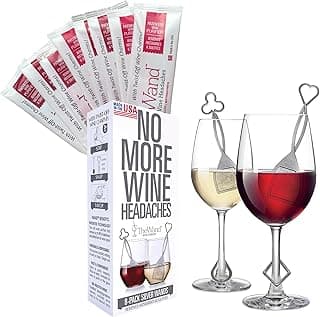 PureWine The Wand Wine Purifier - Red & White Wine Filters for Histamines & Sulfites, Sulfite Remover Sticks, Helps Allergies & Headaches, Gift Accessories for Women & Men - 8 Wands, Silver