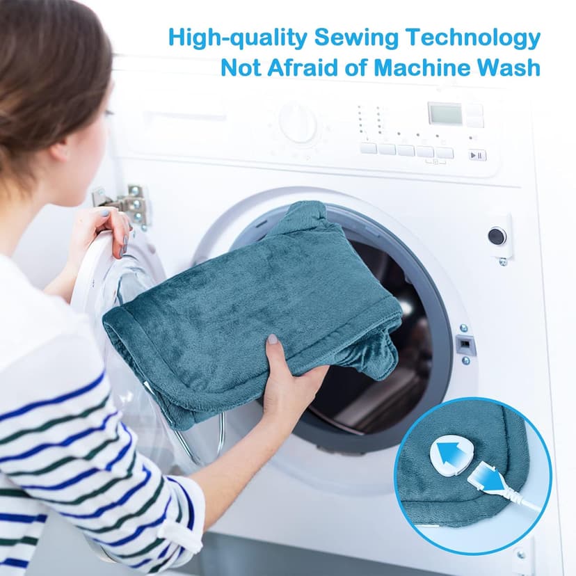 NIUONSIX Heating Pad for Neck and Shoulders and Back, Birthday Gifts for Women Mom Wife Men Dad, Weighted Electric Heated Wrap for Pain Relief and Daily Relax, 6 Heat Settings 4 Timers Auto Off, Blue