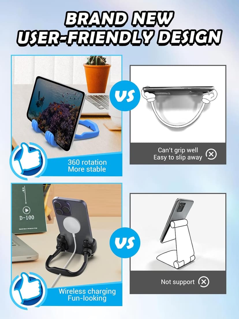 Stocking Stuffers for Teens Boys Girls Adults Cell Phone Stand Patented 2 Pack Thumbs Up Lazy Phone Holder for iPhone Cellphone Stand for Desk Fun Birthday Gifts for Kids Men Women Wife