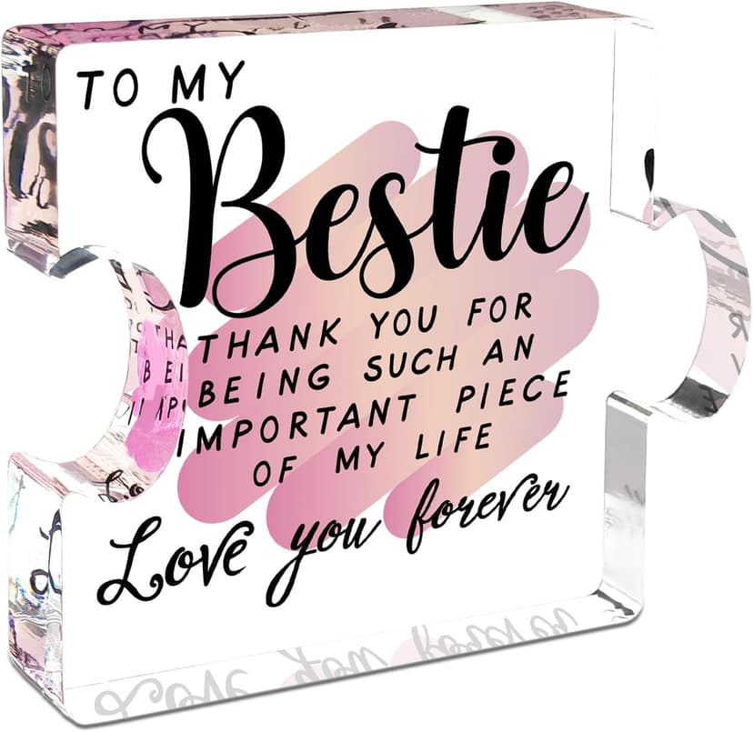 Best Friend Birthday Gifts for Women, Friendship Gifts for Women, Bestie Acrylic Puzzle Plaque Keepsake for Soul Sister Female Bestfriend Work Besties Birthdays, Graduation Gift for Her