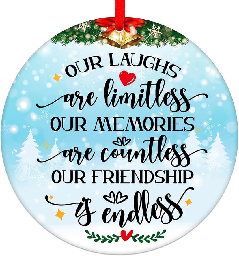 WaaHome Our Friendship is Endless Christmas Ornaments Friend Gifts for Women, Best Friend Ornaments for Christmas Tree Decorations Friendship Gifts for Friends Female Women
