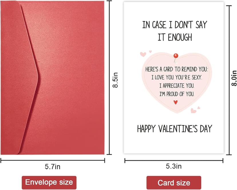 Romantic Valentines Card for Men Woman, Cute Valentines Card for Husband Wife, Happy Valentine’s Day Card, In Case I Don't Say It Enough